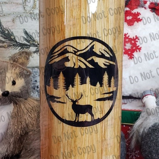 Adventure Deer Woodgrain - 20 oz Skinny - GB Designs