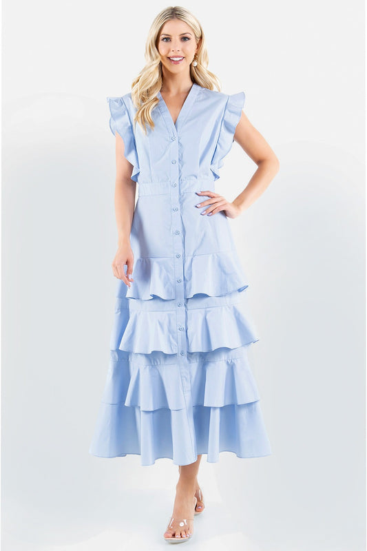 Bluebell Ruffle Midi Dress - Made in Chic