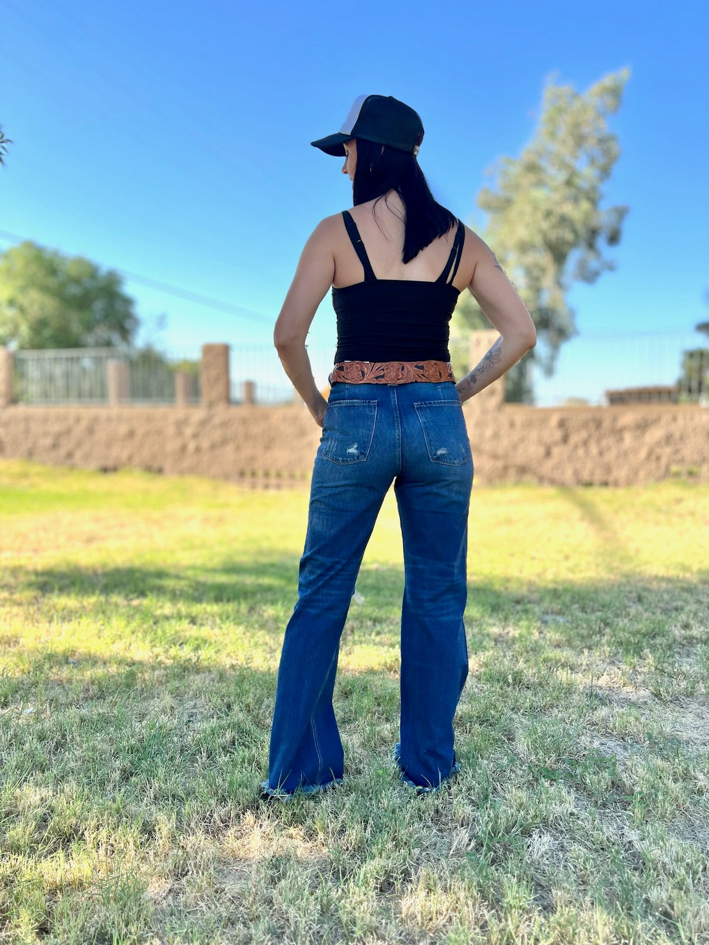Ultra High Rise- Frey Hem Flare Jean