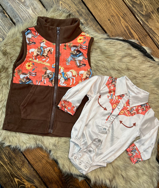 Bucking Horse Fleece Vest