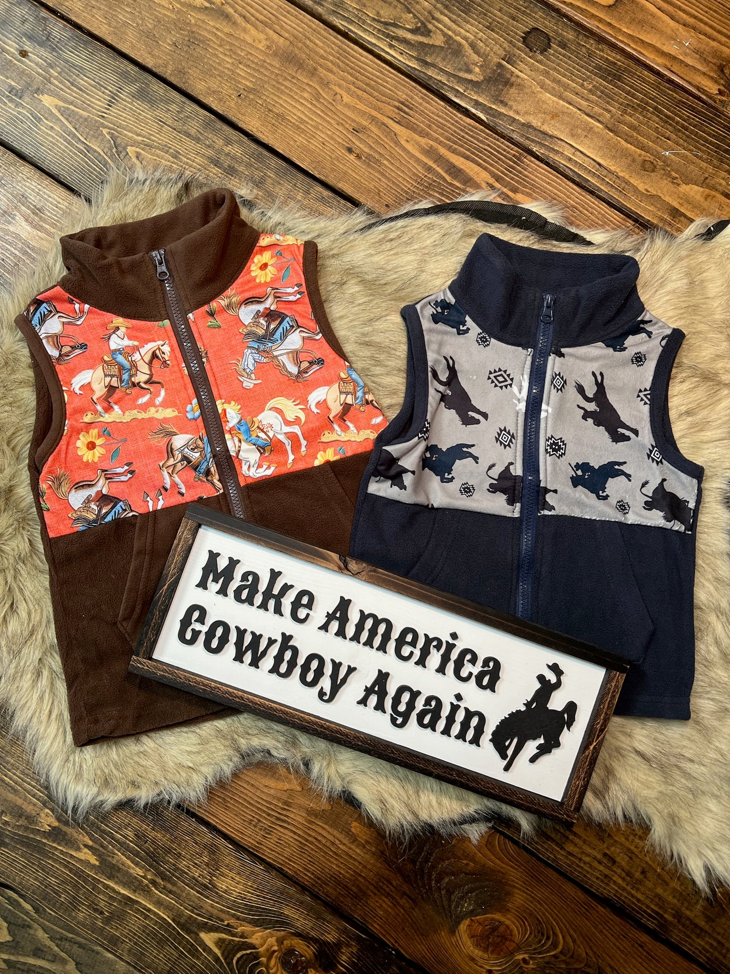 Bucking Horse Fleece Vest