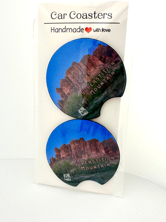 Superstition Mountain Sunset Car Coasters
