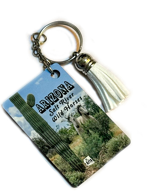 Salt River Wild Horses with Saguaro Keychain