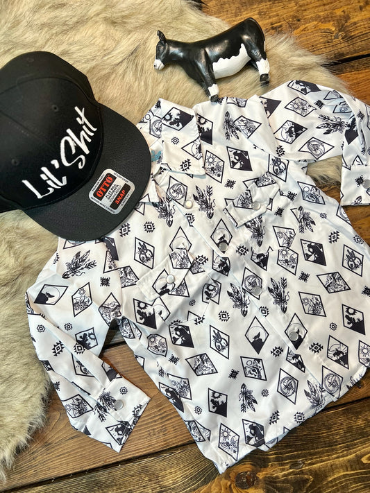 Pearl Snap Cowboy Print