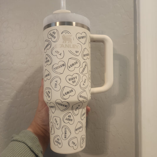 40 OZ Engraved Stanley Western Hearts