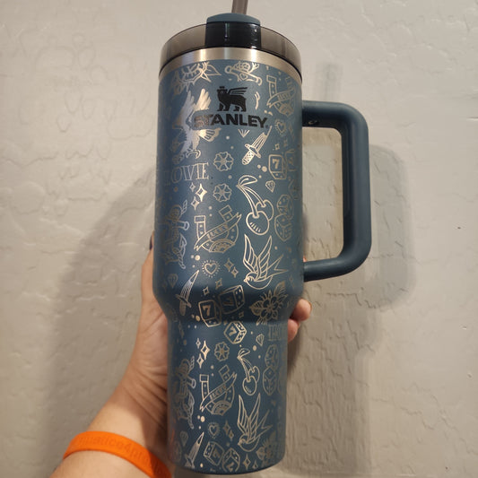 40 OZ Engraved Stanley the tattoo cup