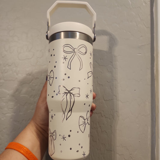 30 Oz Engraved Ice Flow Coquette Bow Lover
