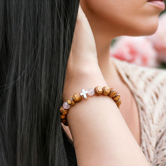 Authentic Jerusalem Olive Wood Bracelet 10mm