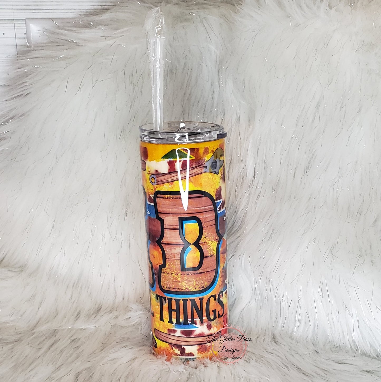 Dad, Fixer of All Things  - 20 oz Skinny - Glitter Boss