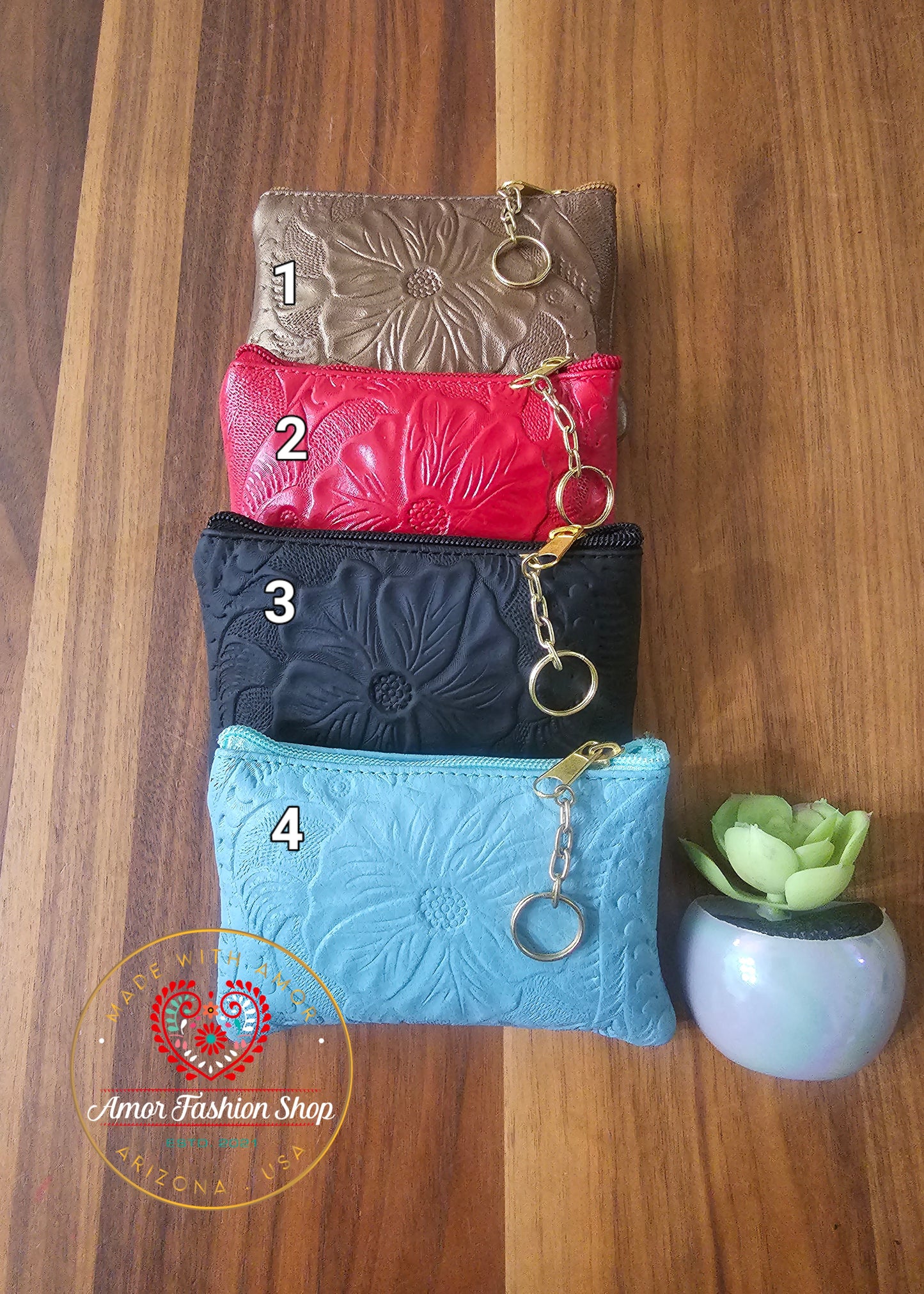 Leather Coin Pouch Key Chain @amorfashionshop