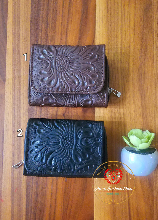 Tri Fold Leather Wallets with Zipper Coin Pouch @amorfashionshop