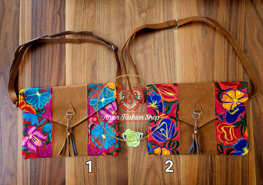 Colorful Embroidery Clutch - Crossbody - Shoulder Bag Mexican Handcraft @amorfashionshop