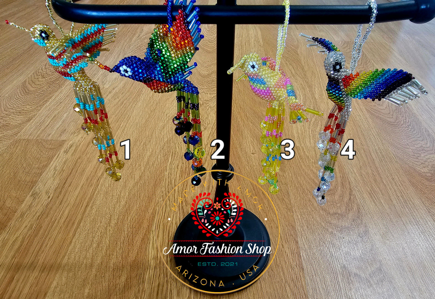 Colorful Hummingbird Beaded Keychains Artisan Made @amorfashionshop