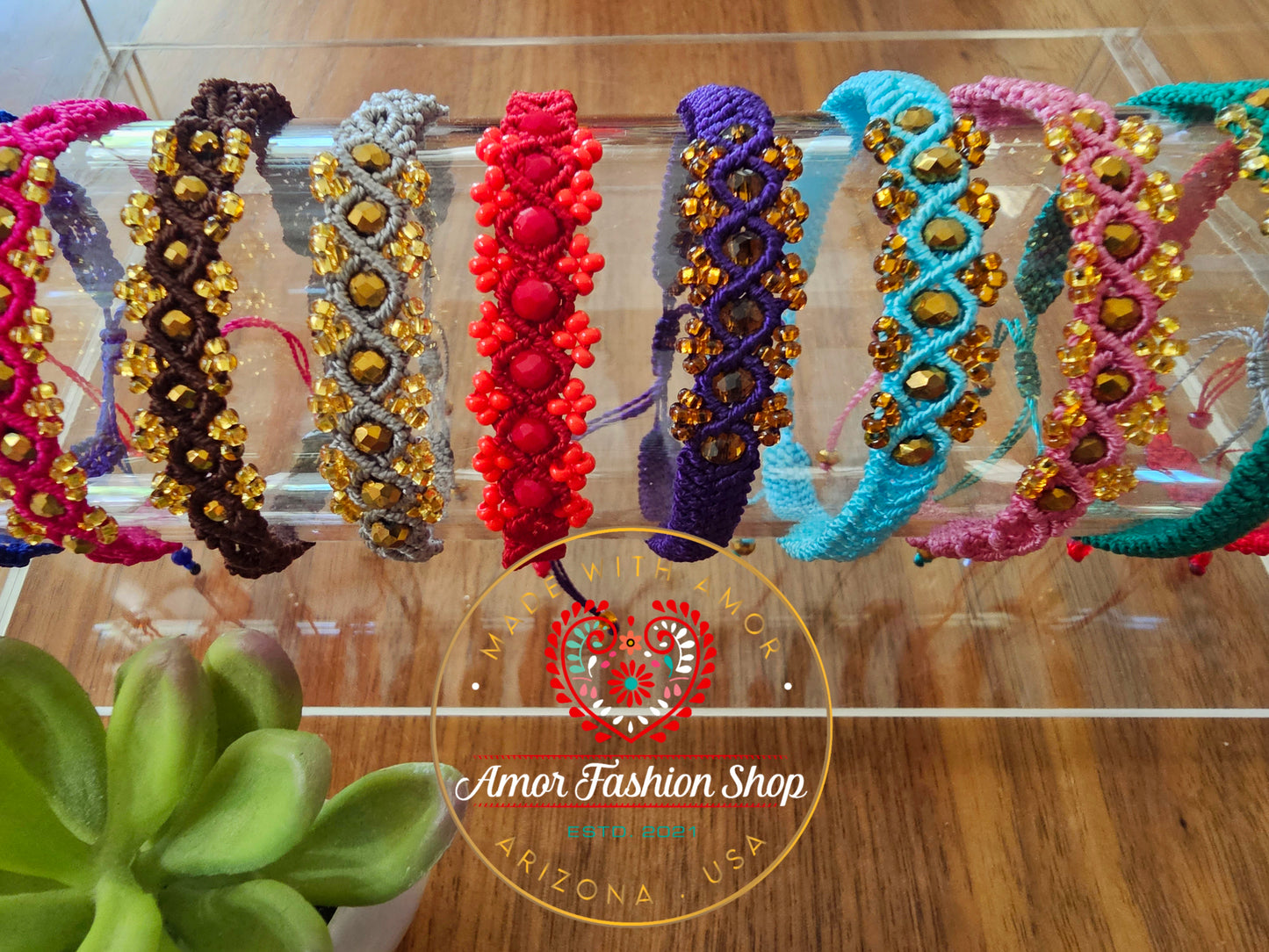 Colorful Woven Adjustable Bracelets with Sparkels @amorfashionshop