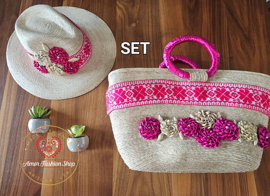 Summer Palm SET Bag and Hat with Applications @amorfashionshop