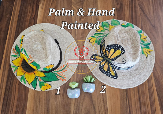 Hand Painted Palm Hats