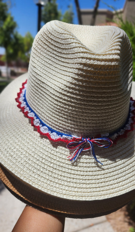 4th of July Boho Hats with Crochet Lace Trim  - BUTTERFLIES FROM HEAVEN LLC