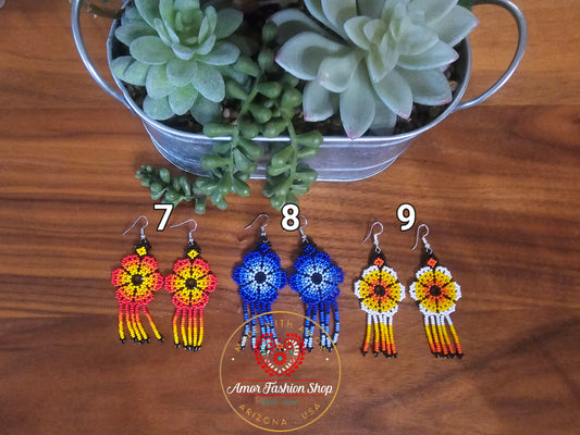Flower Beaded Indigenous Native American Earrings  @amorfashionshop