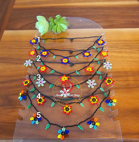 Small Colorful Beaded Flower Necklace @amorfashionshop