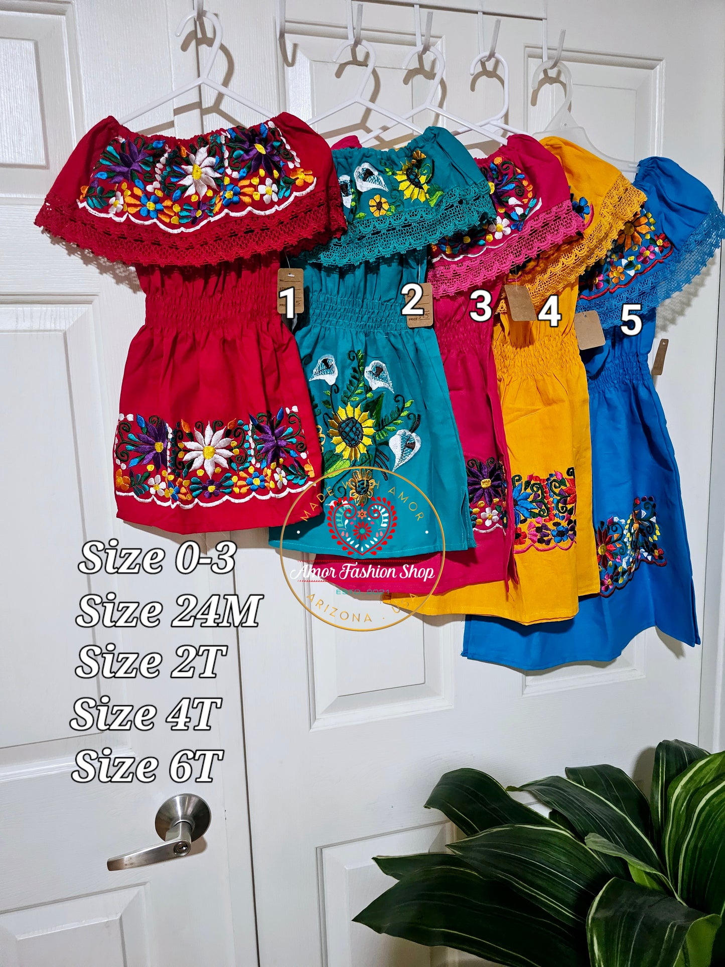 Girls Mexican Olan Dress Colorful @AmorFashionShop
