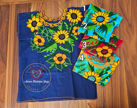 Embroidered Sunflowers Top @amorfashionshop