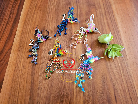 Colorful Hummingbird Beaded Keychains Artisan Made @amorfashionshop