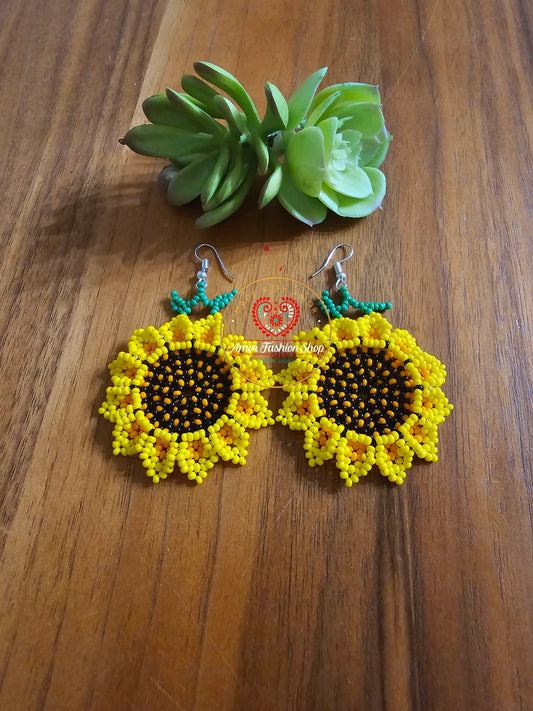 Sunflower Beaded Earrings @amorfashionshop