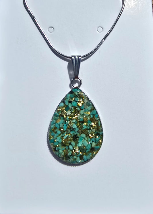 ACR-Teardrop-Turq/Gld-Necklace