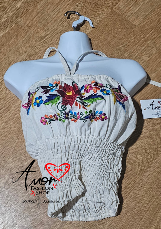 Tube Crop Top Silk Embroidered @Amorfashionshop S-M