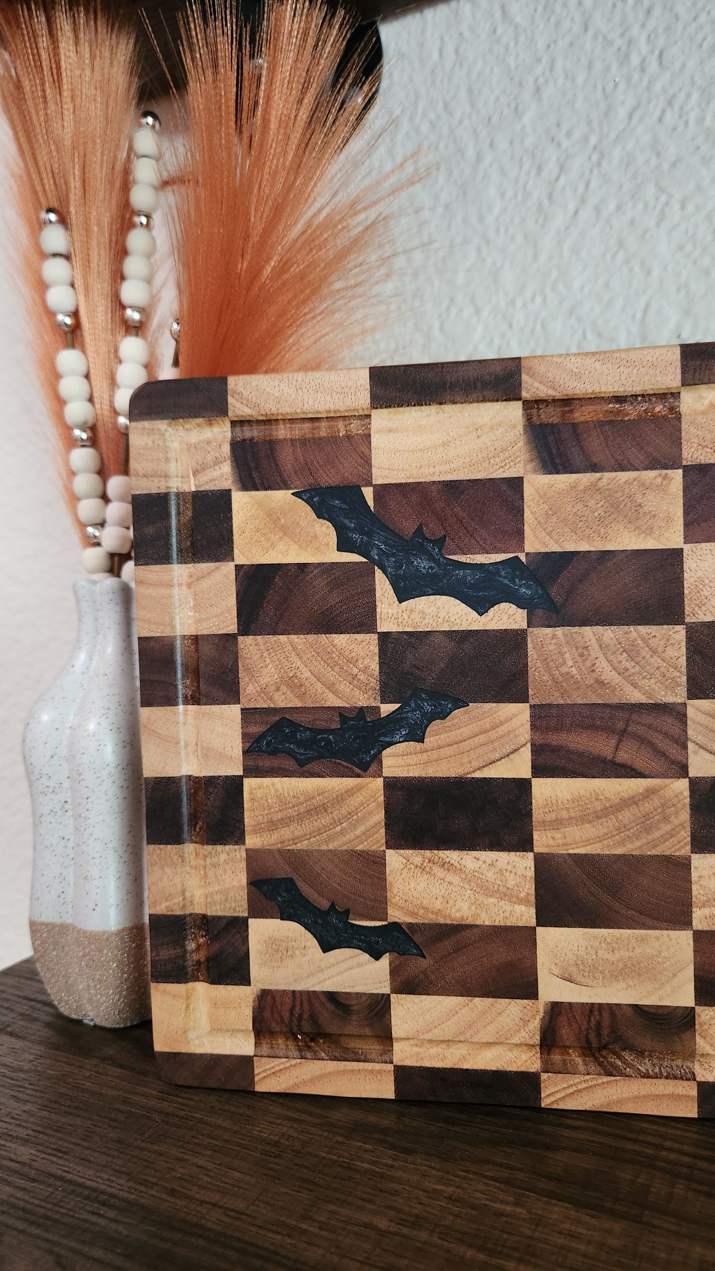Checkered Cutting Board with Epoxy Inlay – 14” x 10” - The Laser Canvas