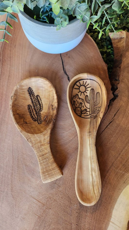 Olive Wood Spoon Rests - The Laser Canvas