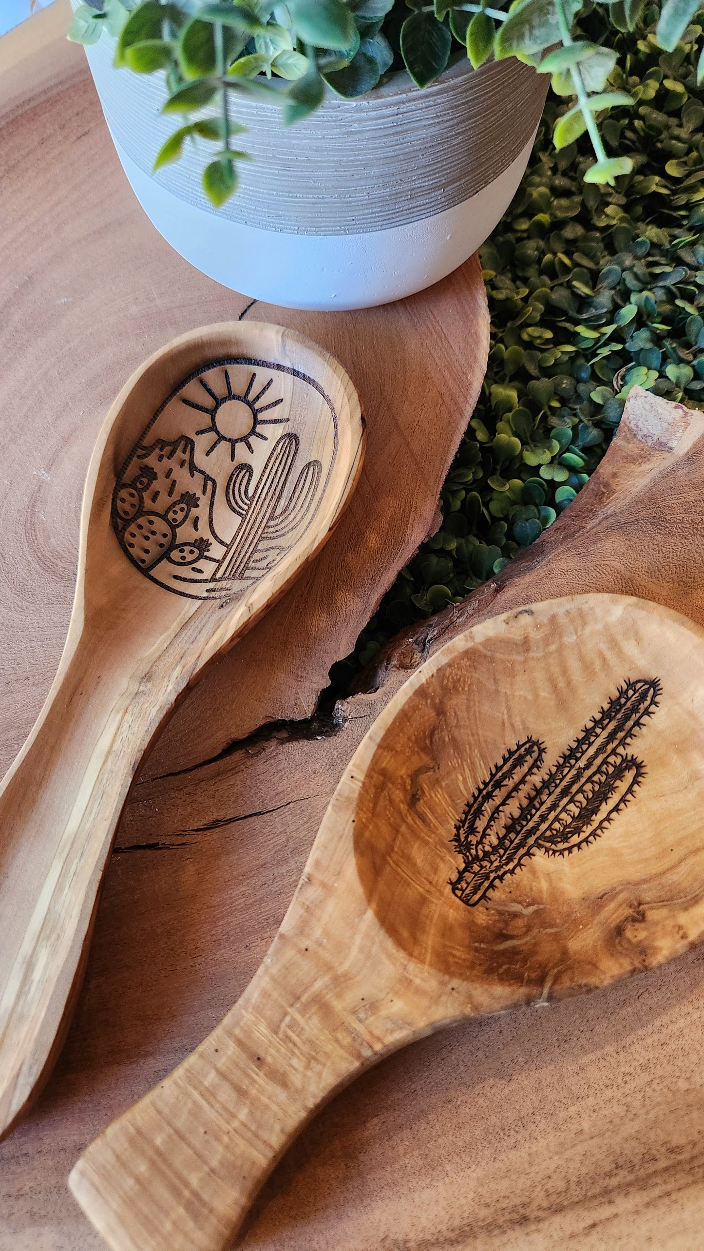 Olive Wood Spoon Rests - The Laser Canvas