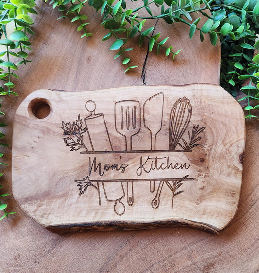 Live Edge Olive Wood Serving Board - The Laser Canvas