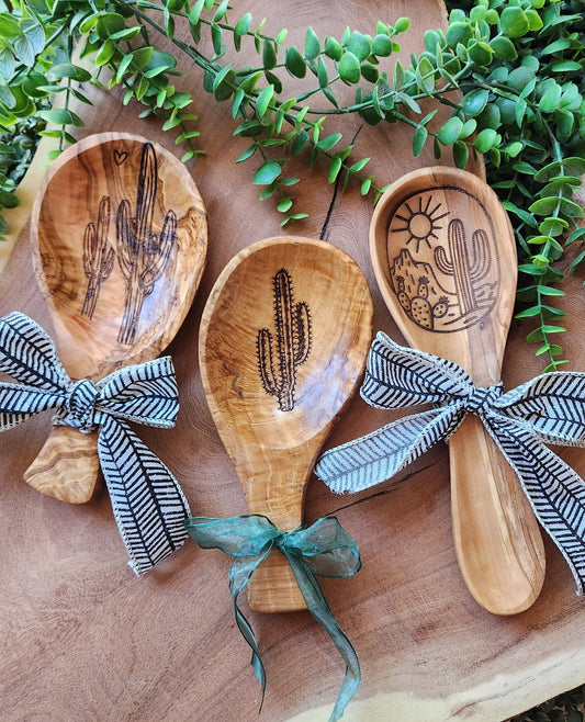 Olive Wood Spoon Rests - The Laser Canvas