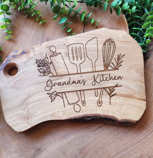 Live Edge Olive Wood Serving Board - The Laser Canvas