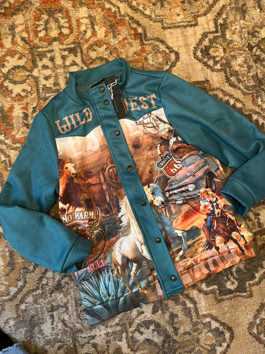 Retro Vintage Cowboy Turquoise Jacket- Tiny Cowboy Trading Co.