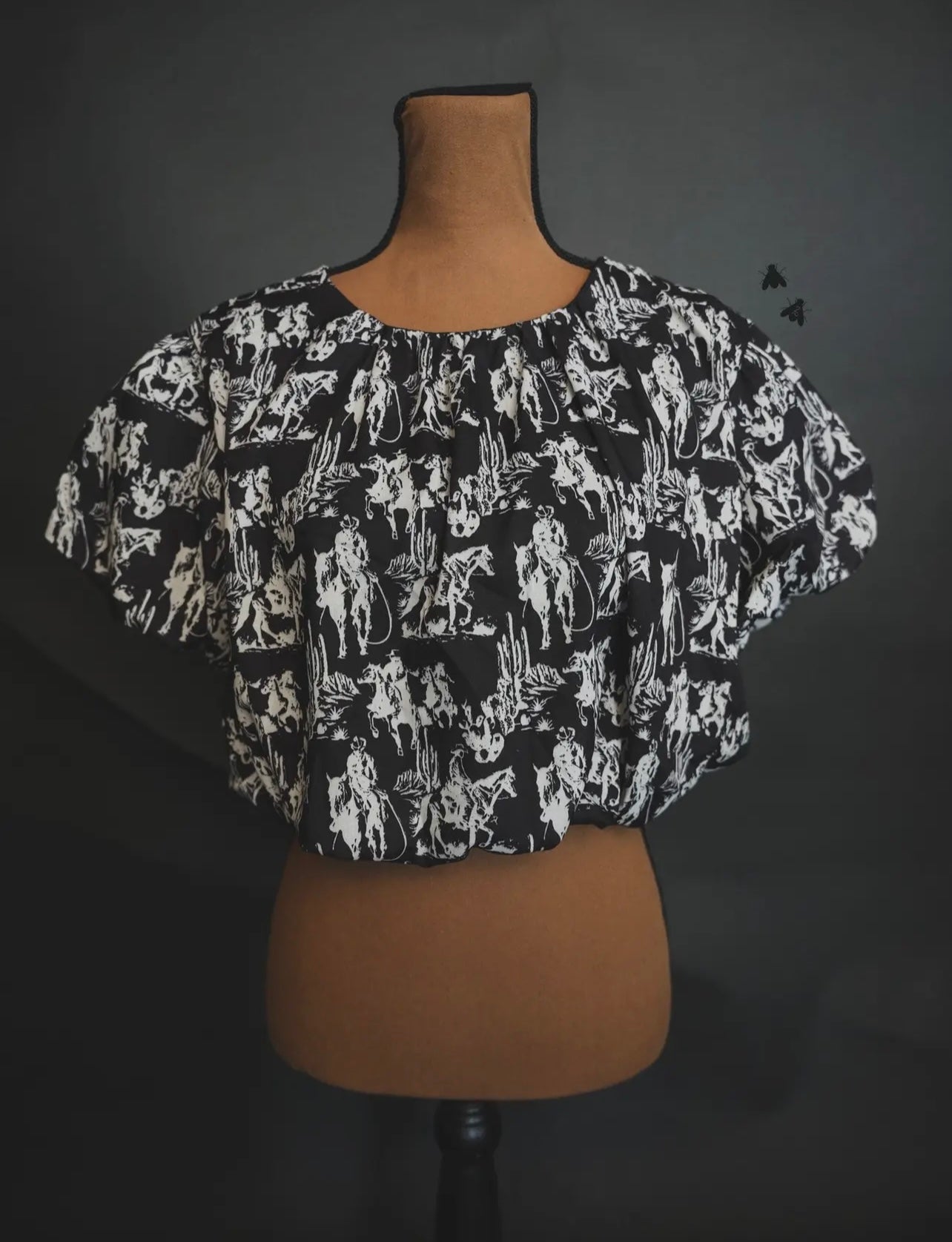 Pony Puff Sleeve Crop- Tiny Cowboy Trading Co.