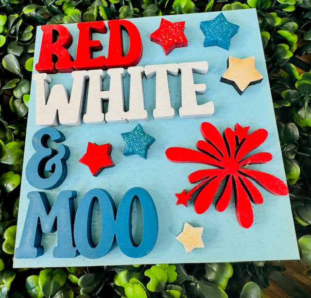 Interchangeable Leaning Frame Insert 4.25" (4th of July) - STV