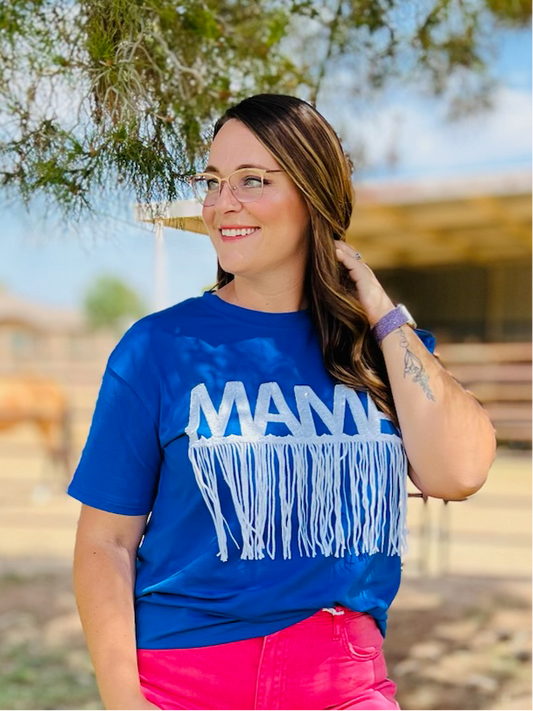 Mama Sequin Fringe Shirt