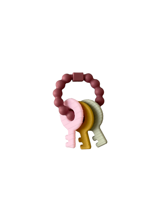 Key Rattle Teether- Oak & Rose