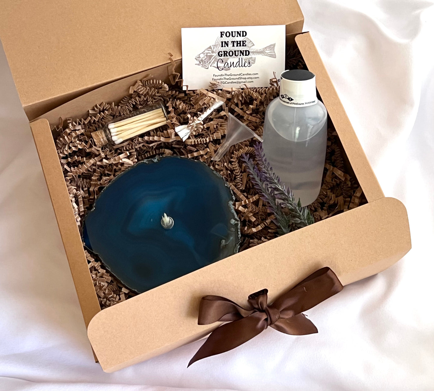 Teal Agate Rock Oil Candle Gift Box - Found In The Ground Candles