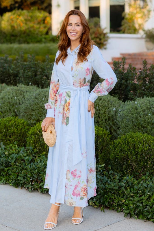Garden Romance Dress/Light Blue - Made in Chic
