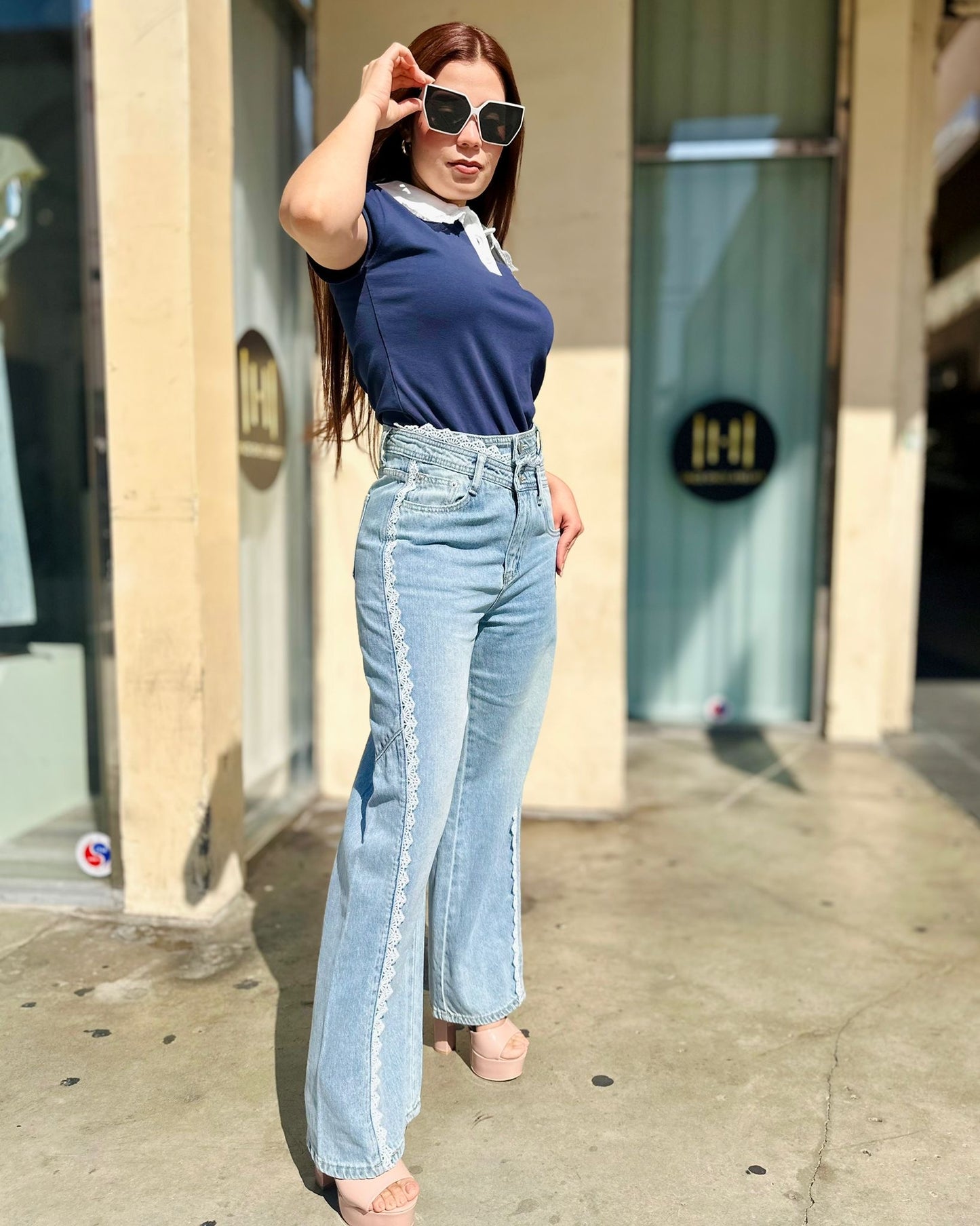 Romance in Denim-Wide Leg Pants - Made in Chic