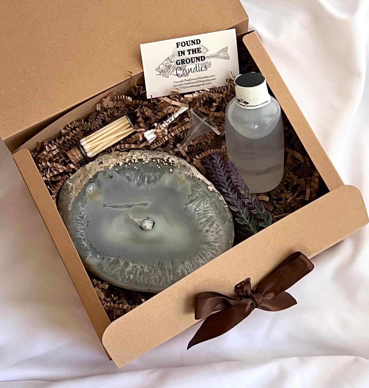 Natural Agate Rock Oil Candle Gift Box - Found In The Ground Candles