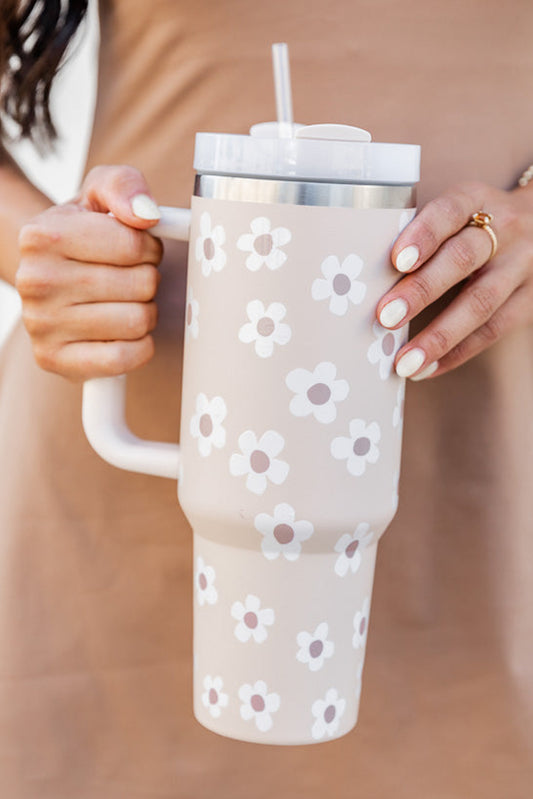 Floral Stainless Tumbler With Lid And Straw | JB Boutique |