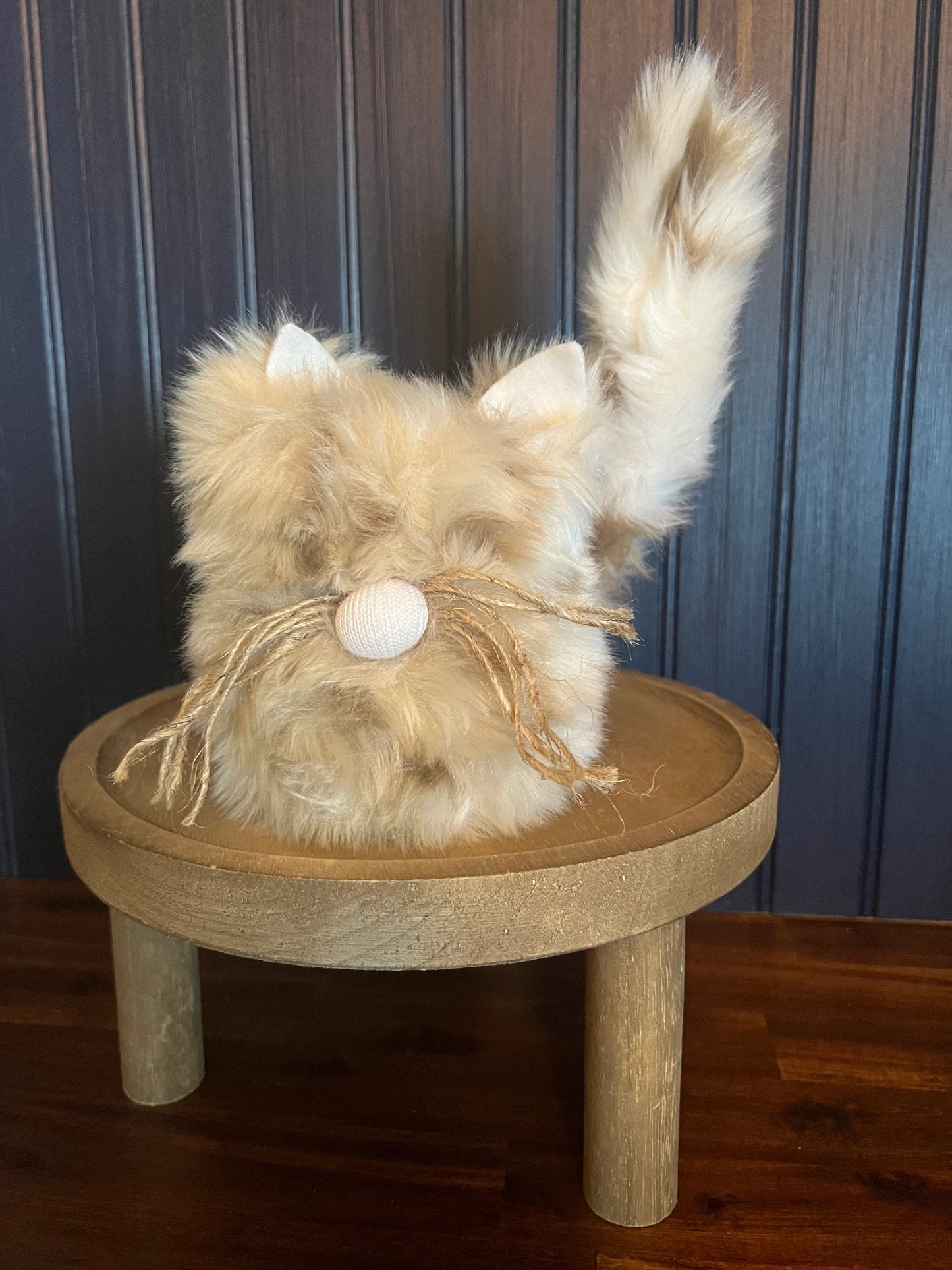 Gnoming Around: Beige Fury Feline Cat Gnome