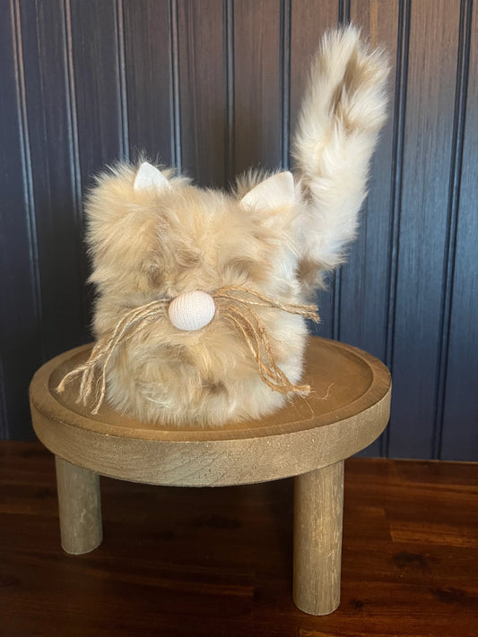 Gnoming Around: Beige Fury Feline Cat Gnome
