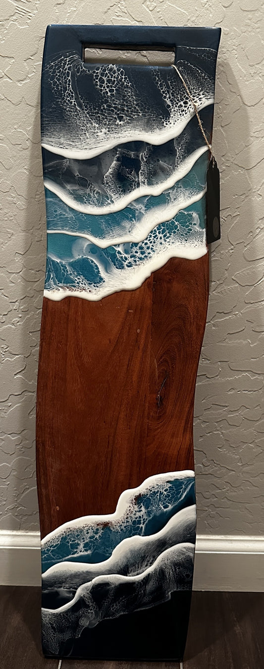 Blue Waves Long Charcuterie - Janine's Resin Creations