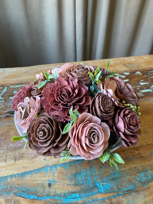 Bowl of Pinks - LUNA WOOD FLOWERS