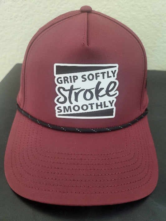Grip Softly-Stroke Smoothly Cap (Maroon w/ Black Rope) from Social Golf Gear